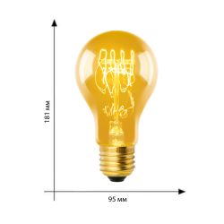 IL-V-A95-60-GOLDEN-E27 SW01 Лампа накаливания Vintage. Форма A. Форма нити SW. Картон. ТМ Uniel