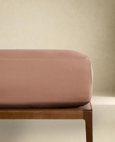 Zara Home - Атласная простыня с эластичной лентой, высота 40 см (300 нитей), розовый, 160х200х40 см