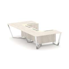 Steel Meet Стол переговорный П-образный MM-PR.B.SP-07P Денвер Светлый/Ваниль Глянец/Нержавеющая Стал