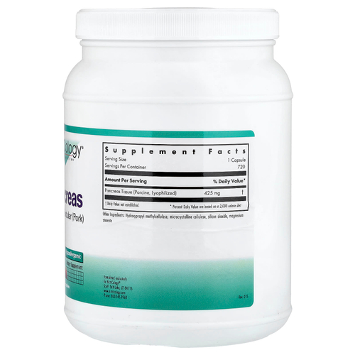 Nutricology, поджелудочная железа, натуральные железы (свинина), 720 капсул (425 мг в 1 капсуле)