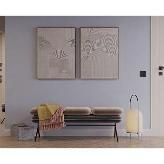 Банкетка Pea, велюр, бежевая/темно-серая