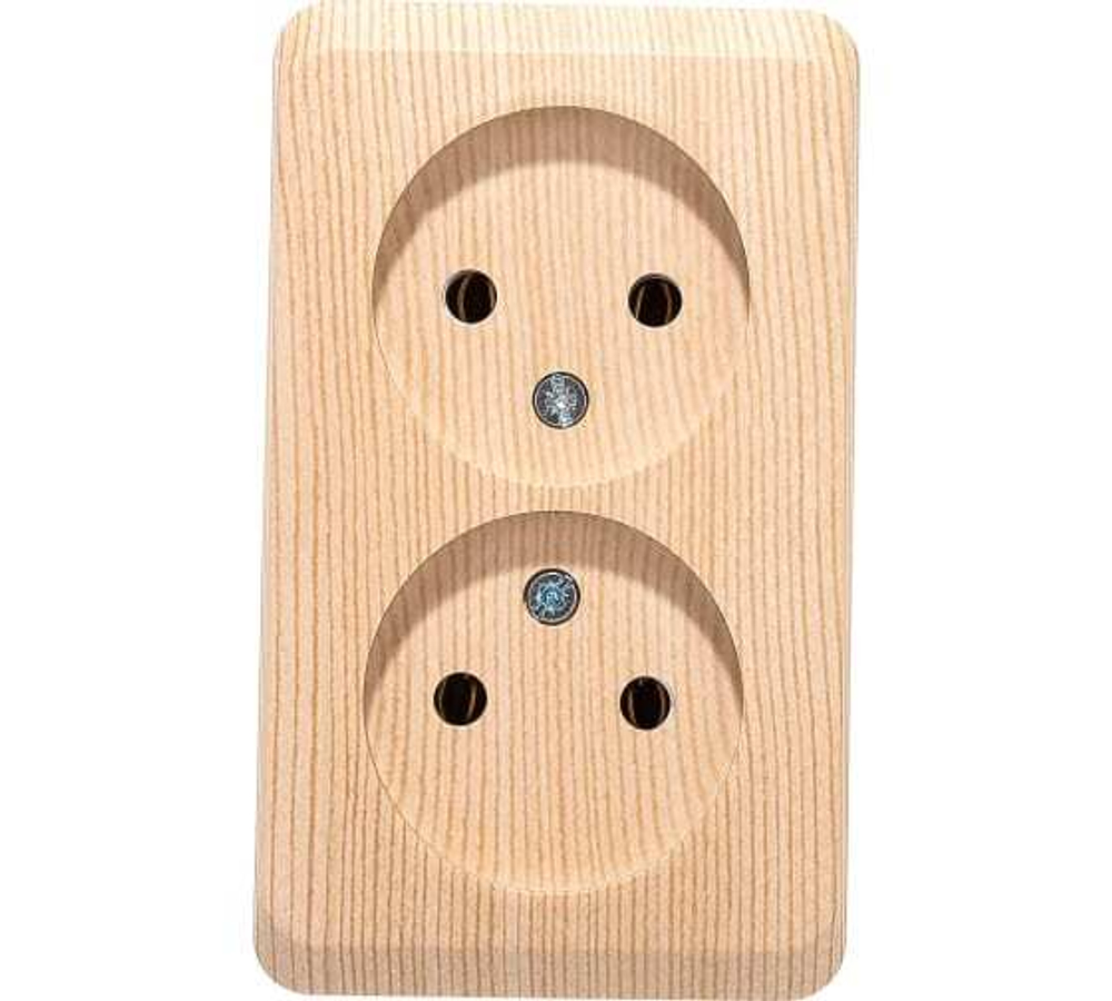 Розетка Electric 2-местная ОП без заземляющих контактов  сосна УЦЕНКА
