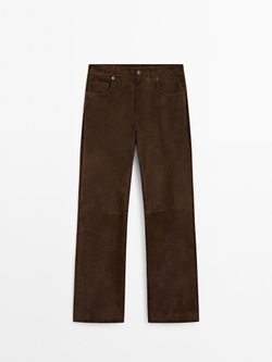 Massimo Dutti Замшевые брюки, коричневый