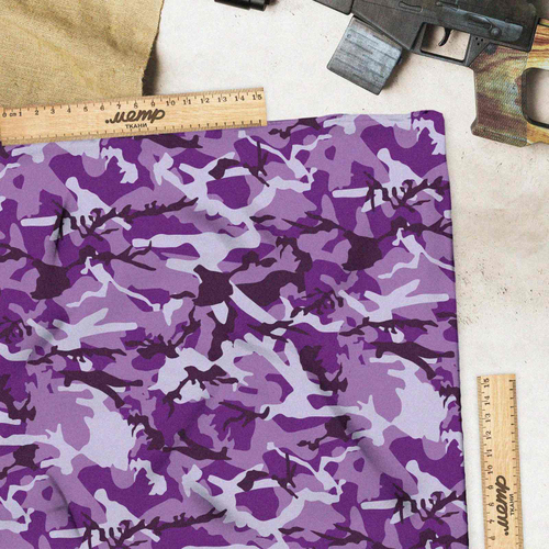 Ткань шелк Армани фиолетовый милитари