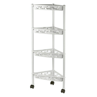 Этажерка Keeplex Light на колесиках четырехсекционная угловая 38,3х22,2х93,5см белое облако