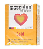 Презервативы Masculan Gold с ароматом ванили - 3 шт. (Цвет: не задано)