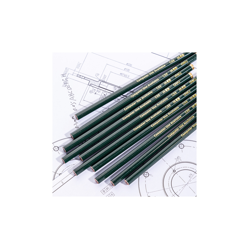 Карандаш чернографитный Deli 2B шестигранный липа 12шт. EC88-2B