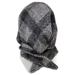 Капюшон с хвостиками серая клетка