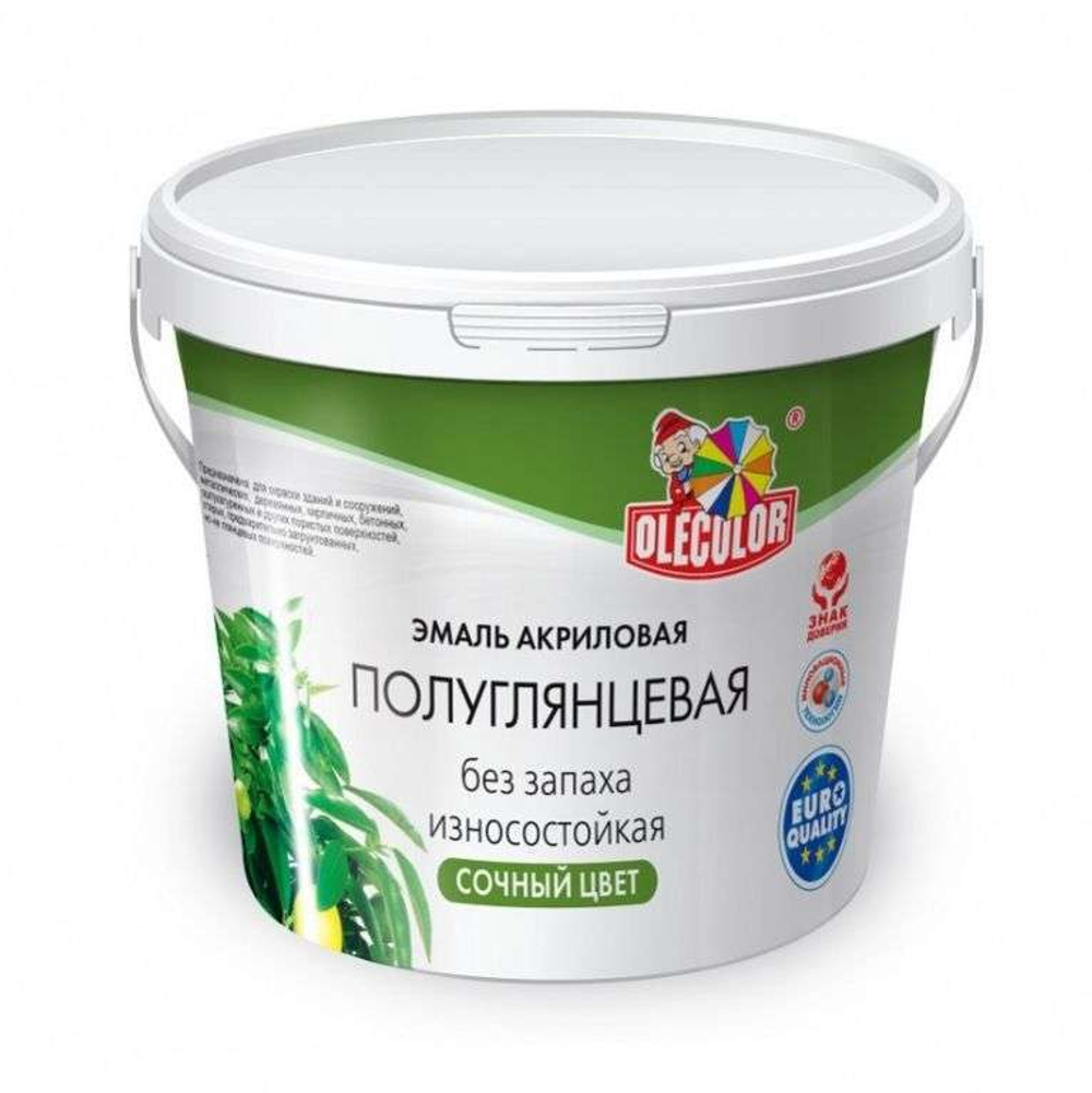 !!!РАСПРОДАЖА  Эмаль акриловая полуглянцевая желтая 0,8кг OLECOLOR