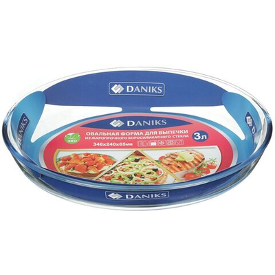 Форма для выпечки стекло, 23.9х34.7х6.4 см, 3 л, овал, Daniks, OCT-NR1509