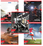 Тетрадь А5 48л. клетка "Sport Club" скоба, обложка картон, микс в спайке (BRAUBERG)