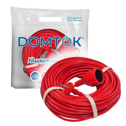 Удлинитель-шнур "DOMTOK" ПВС 2*1, 2,2кВт, б/з 40м (1/10)
