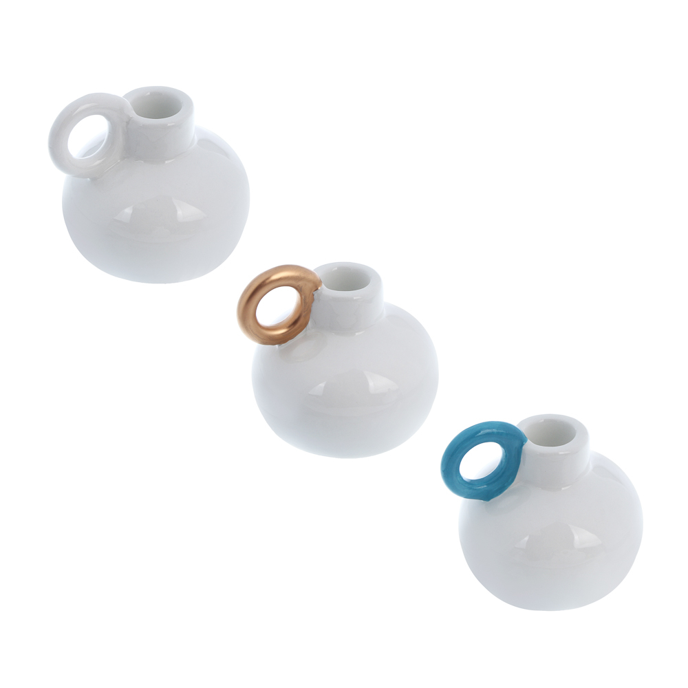 Подсвечник тм LADECOR, 8,5x9 см, с ручкой, доломит, 3 вида