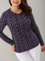 Лонгслив ЛНкл-081/синий-краснаяветочка