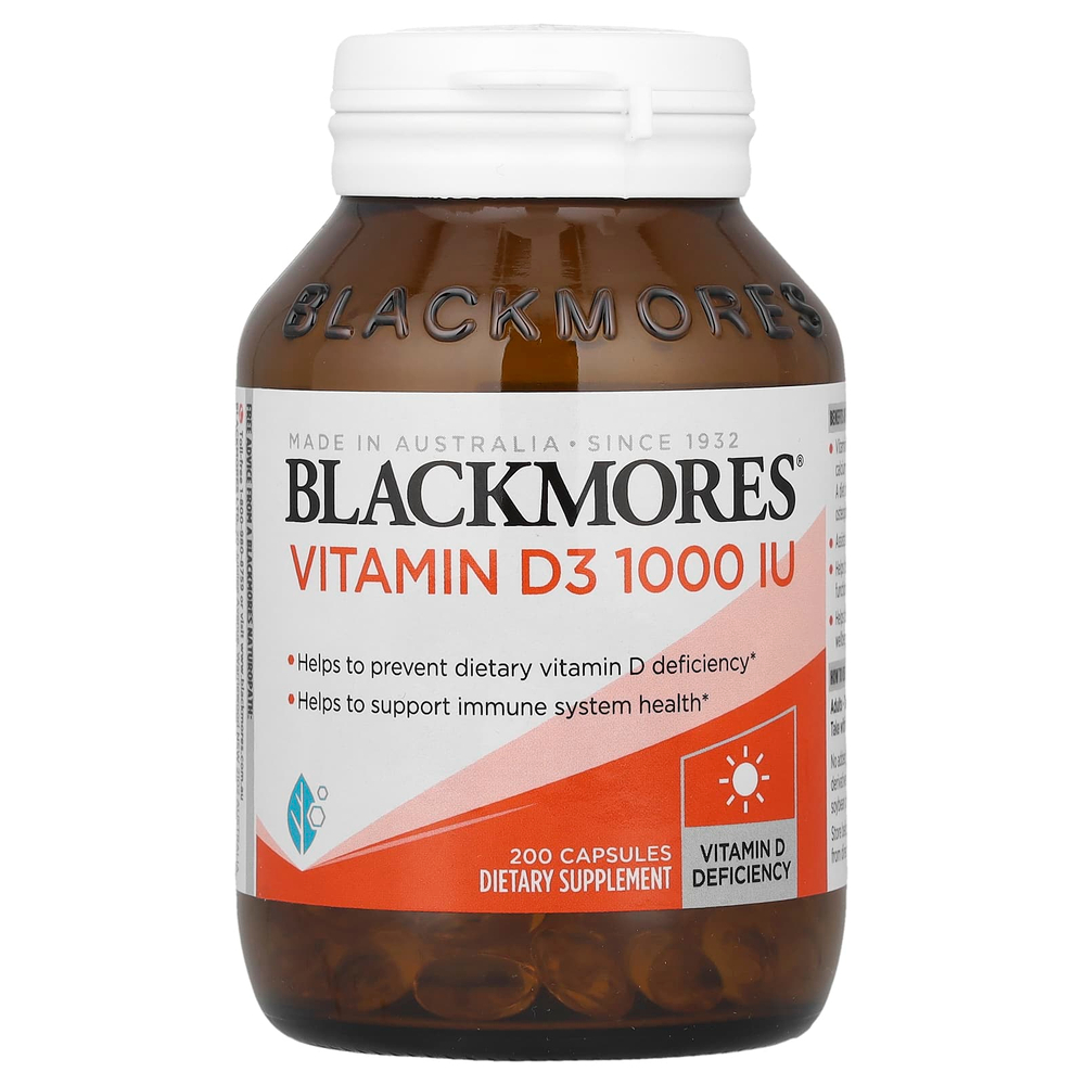 Blackmores, Витамин D3, 25 мкг (1000 МЕ), 200 капсул