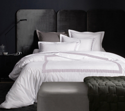 Постельное белье 2 спальное евро Blanc des Vosges Egerie Metal белое с серой отделкой