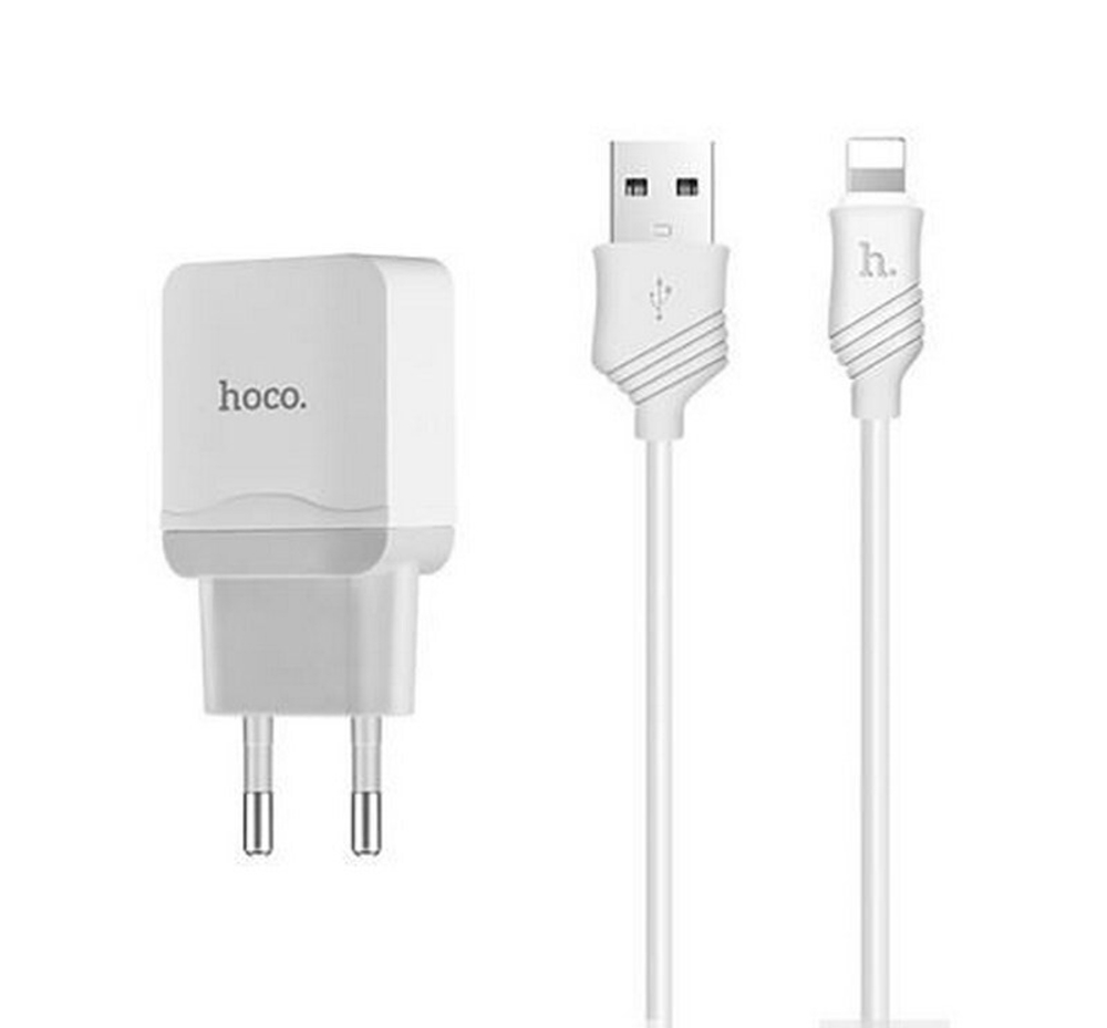 Сетевая зарядка HOCO C22A + кабель Lightning (2.4 A)