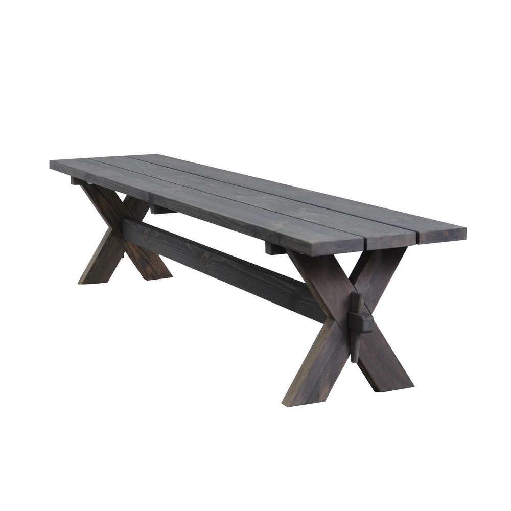 Деревянная скамейка садовая Осло из массива сосны для дома и сада 200х44 см, графит