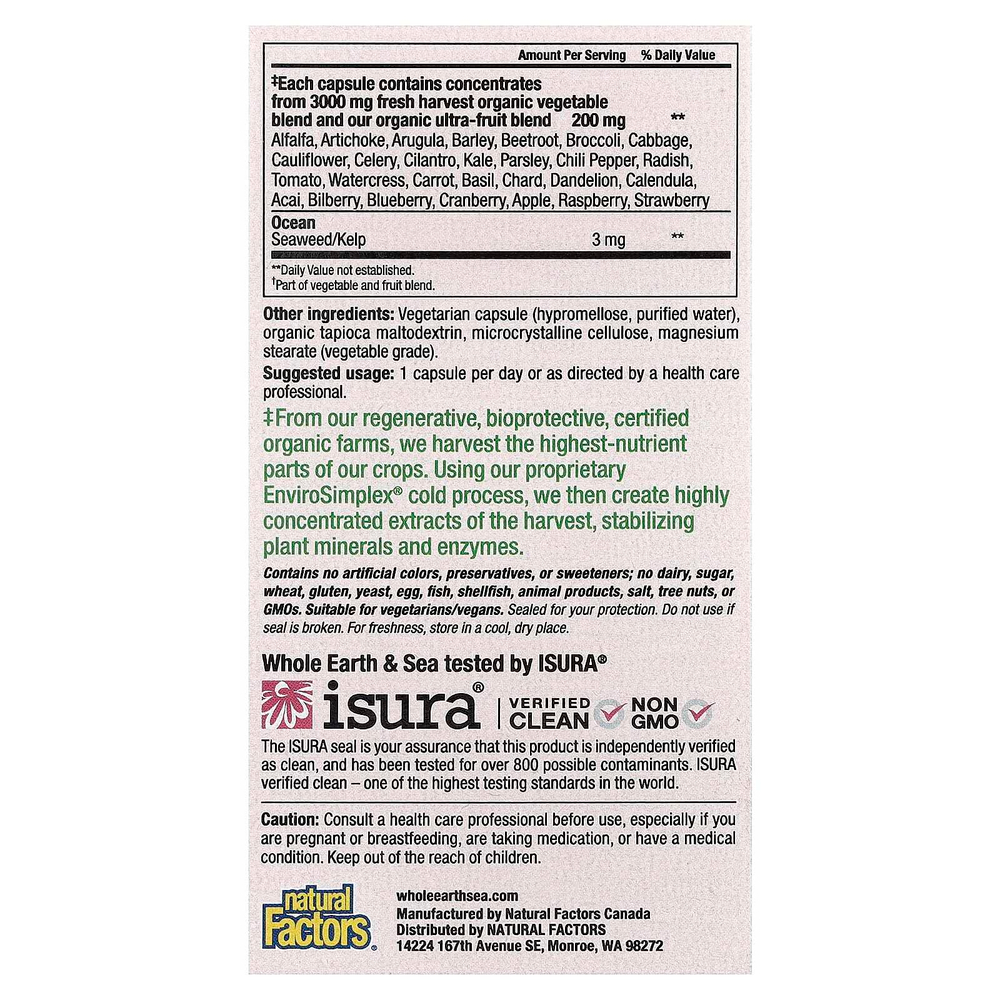 Natural Factors, Whole Earth & Sea®, мультивитамины для женщин старше 50 лет, 60 вегетарианских капсул