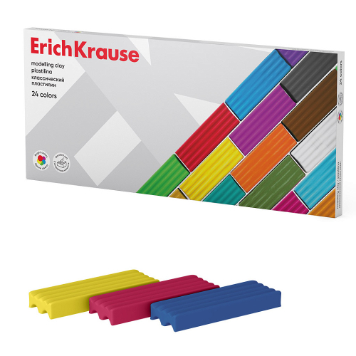 Пластилин классический ErichKrause 24 цвета, 384 г (в коробке 24 шт)