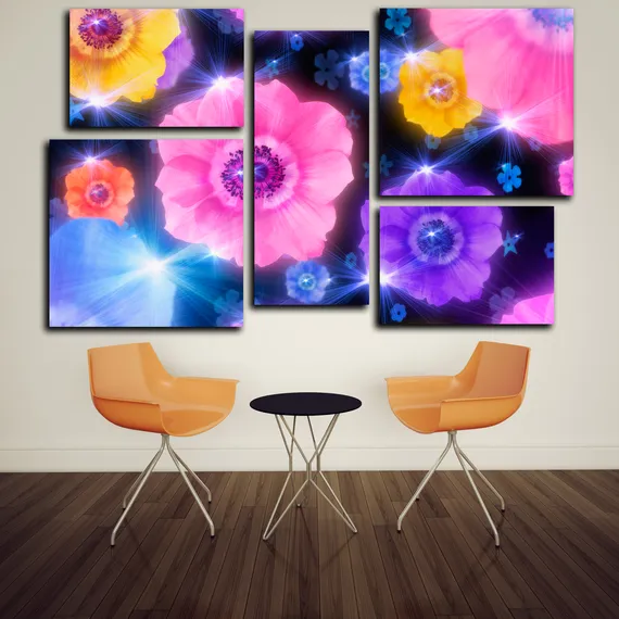 Модульная картина "Блики цветов"