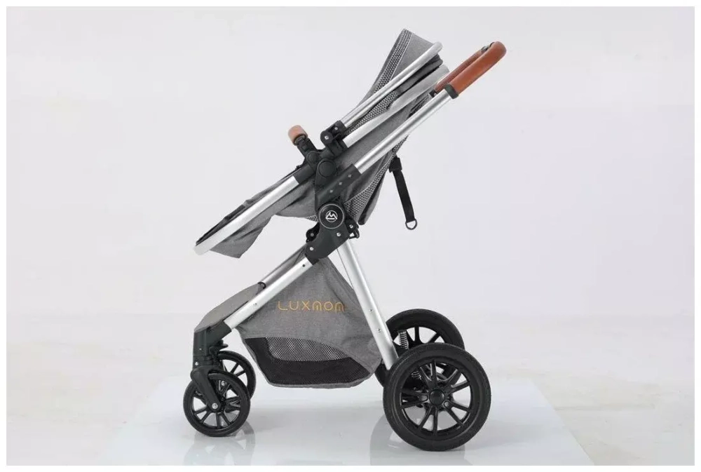 Коляска-трансформер 3в1 Luxmom V9 new серый текстиль
