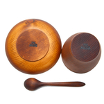 Деревянный набор - чайная пара и ложка из древесины кедра. NC1