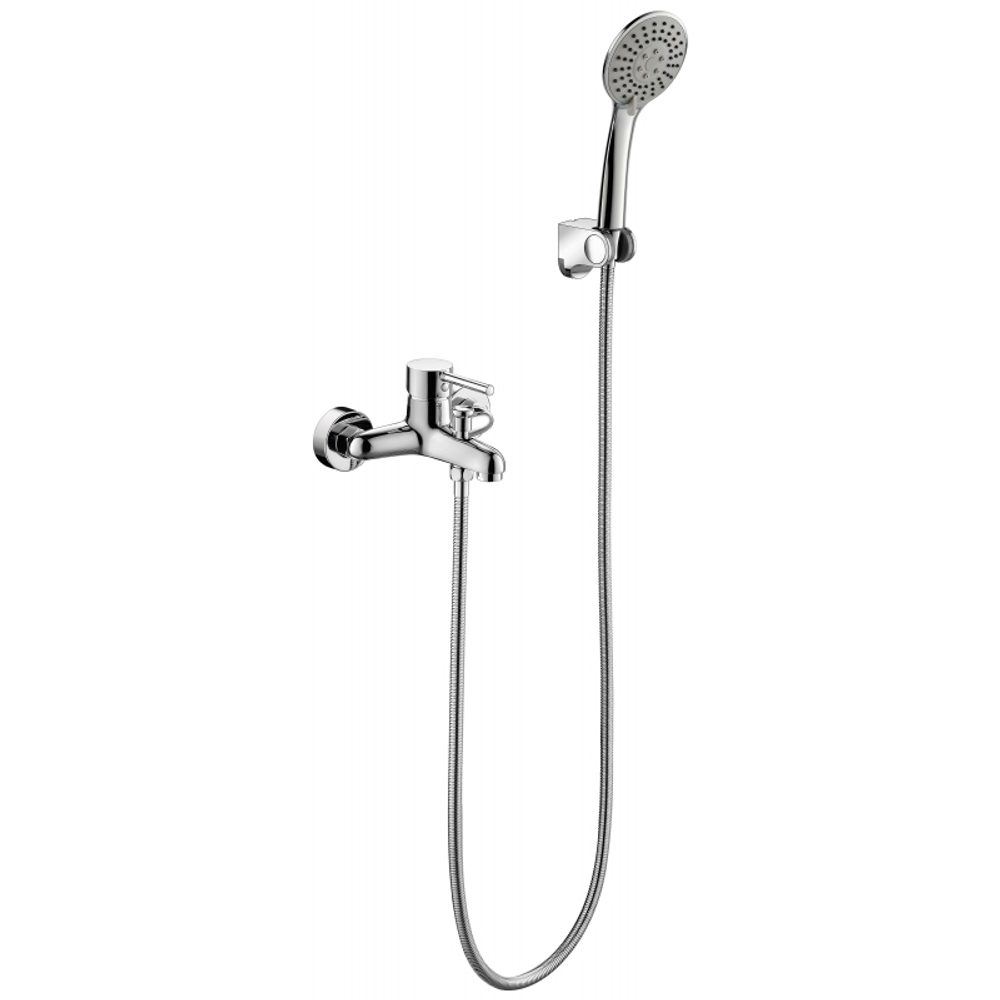 F6332366CP-01-RUS BRAVAT SLIM Смеситель для ванны короткий излив с аксессуарами (к/к 12)