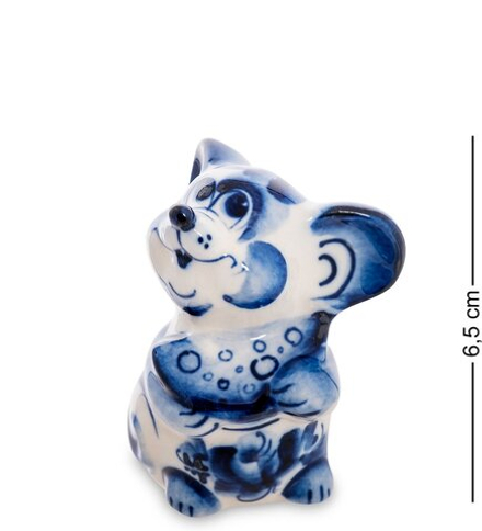 ГЛ- 550 Фигурка «Мышь с сыром» ср. (Гжельский фарфор)