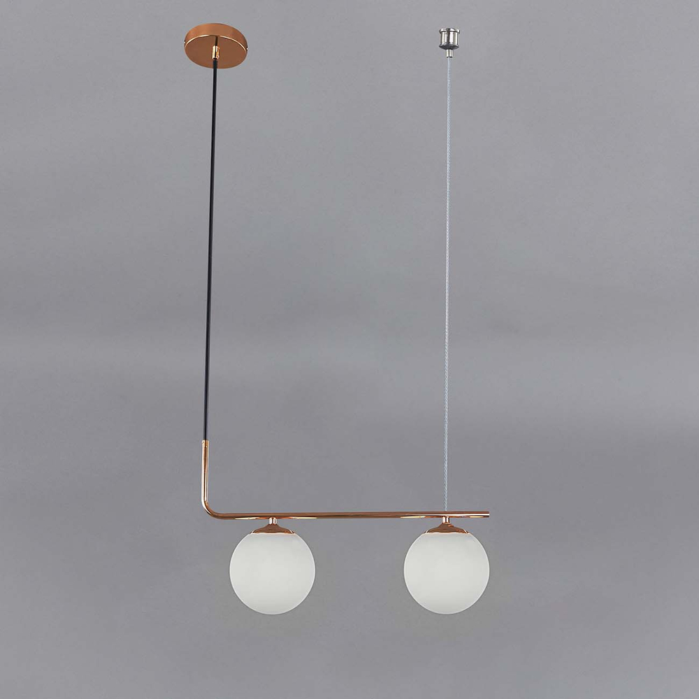 Подвесной светильник 2х5Вт Е27, металл-стекло, золото-чёрный