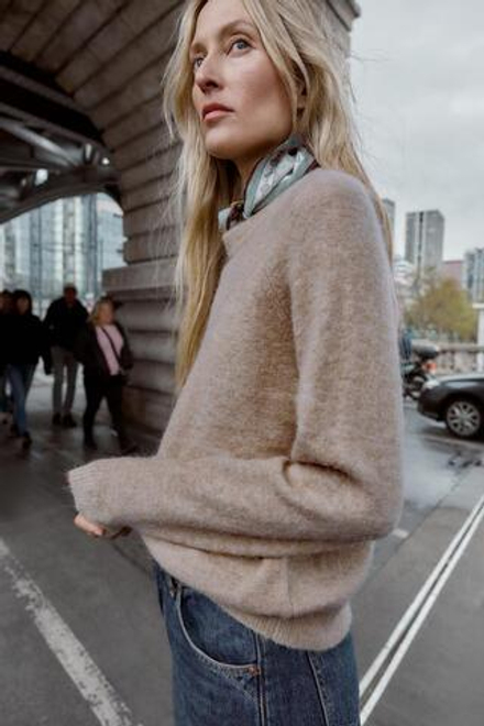 ZARA СВИТЕР ИЗ ШЕРСТИ И АЛЬПАКИ, СЕРОВАТО-КОРИЧНЕВЫЙ