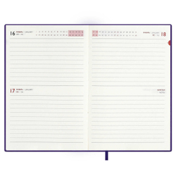 Ежедневник датированный 2026 ESCALADA, А6, 120 л., арт. 70317/ 20 БЕЙБИСКИН ФИОЛЕТОВЫЙ (кожзам: 105x150 мм, мягкий переплёт, материал обложки: искусственная кожа "Бейбискин"; декор: тиснение фольгой; способ крепления блока: ниткошвейный; вн. блок: 12