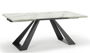 Стол FONDI 180 MARBLES KL-99 Белый мрамор матовый, итальянская керамика/ черный каркас