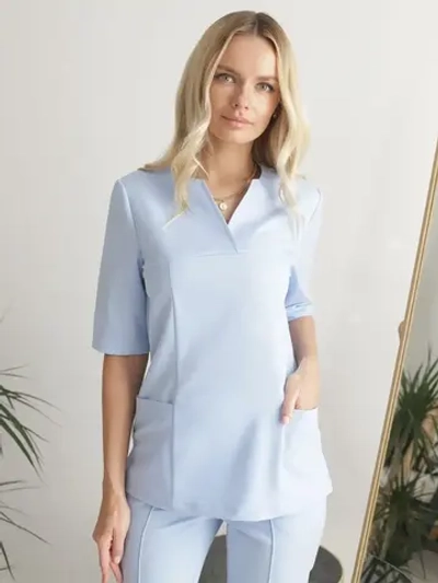 Рубашка медицинская стрейч голубая