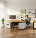 Стол компьютерный185х75х75, Ochensol, письменный, парящая столешница из массива сосны, белый, Dipriz