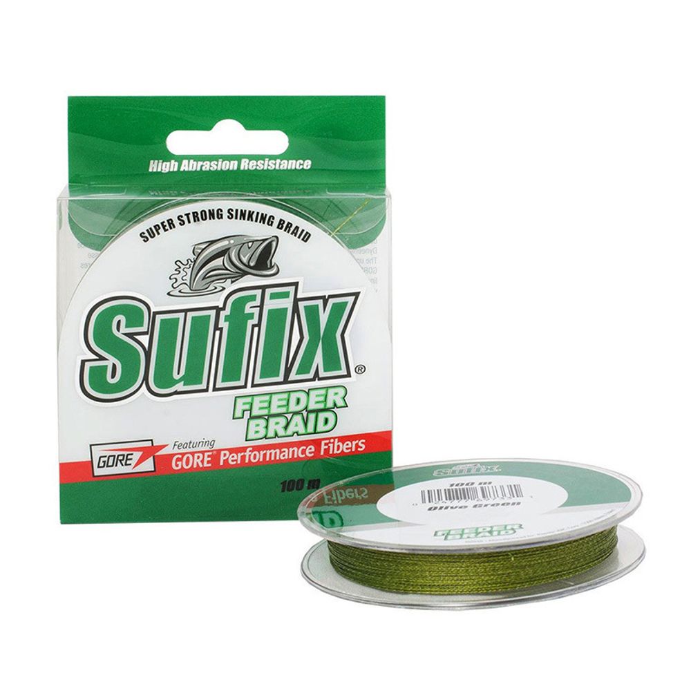 Леска плетеная SUFIX Feeder braid зеленая 100 м, 0,12 мм, 5,4 кг