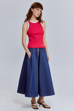 Топ из хлопковой рибаны с контрастной отделкой