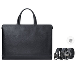 WilliamPOLO Top Grain Cow Leather Handbag Briefcase Regular Men"s Black