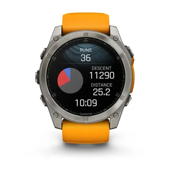 Мультиспортивные GPS часы Garmin Fenix 8X (51 mm) AMOLED, Sapphire Titanium with Spark Orange/Graphite Silicone Band 010-02905-11
