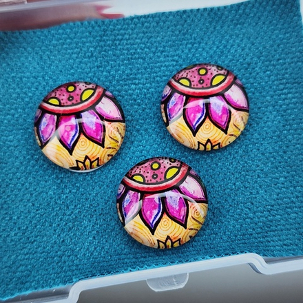 Принт, 16мм, круглый, стеклянный кабошон