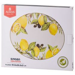 БЛЮДО ОВАЛЬНОЕ AGNESS "ЛЕМОН ТРИ" 31,5*25,5*3 СМ (КОР=18ШТ.)