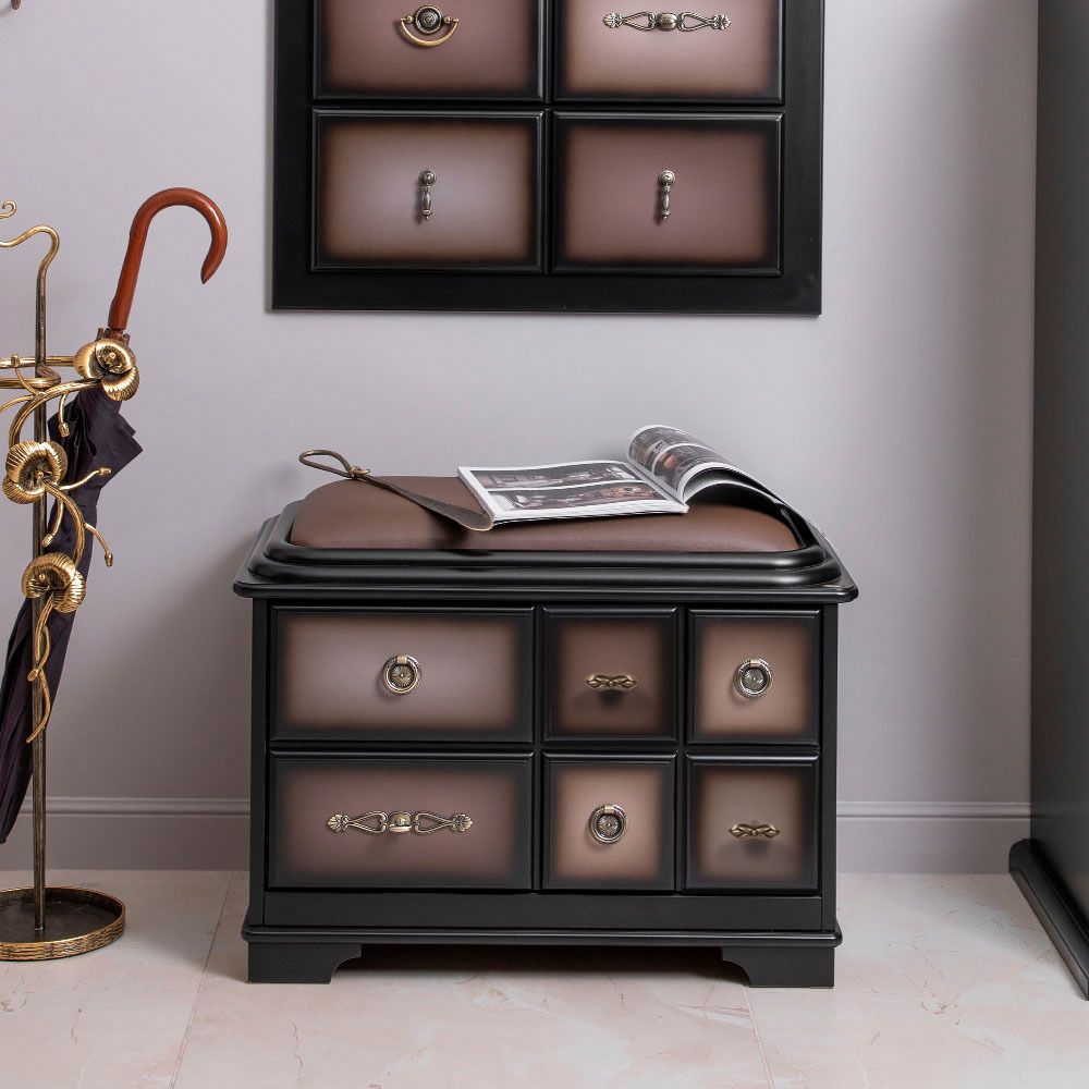 Банкетка Пандора 1 с обувницей Орех Оберджин Шоколад