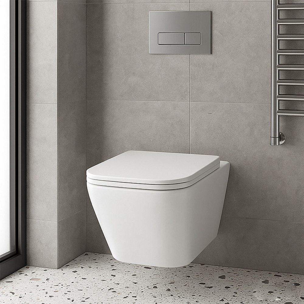 Унитаз подвесной Azario Teramo 490х340х350 безободковый, с быстросъемным сиденьем микролифт (AZ-0052)