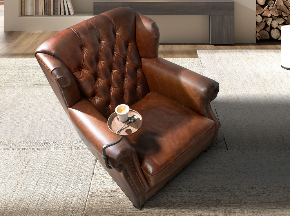 Кресло Angel Cerda Chester 5156 из коньячно-коричневой кожи