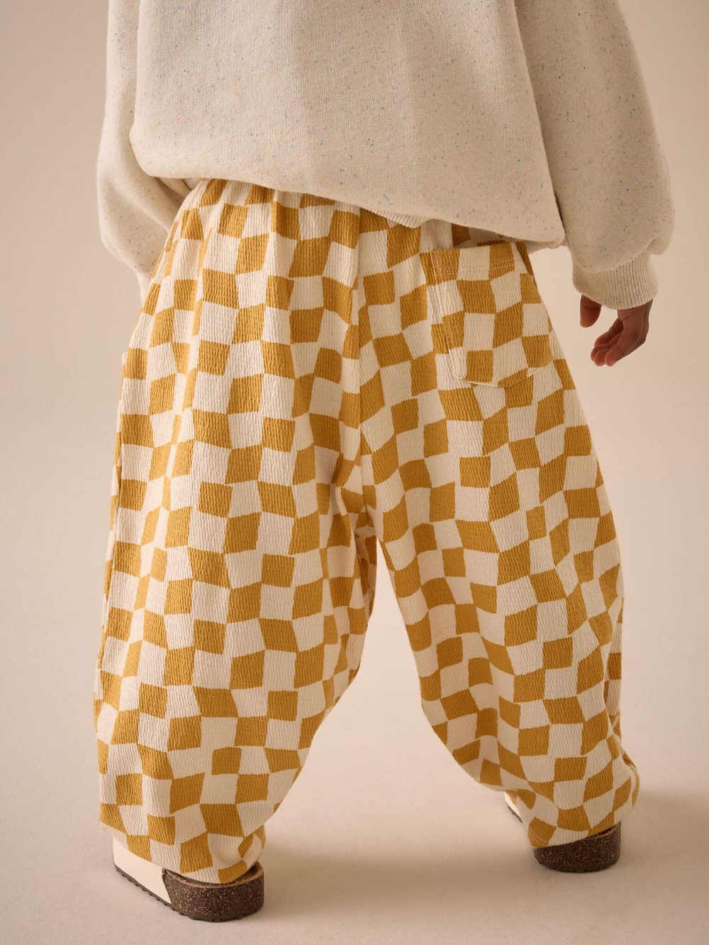 Брюки широкие для девочки Next E51-654, Желтый, Молочный