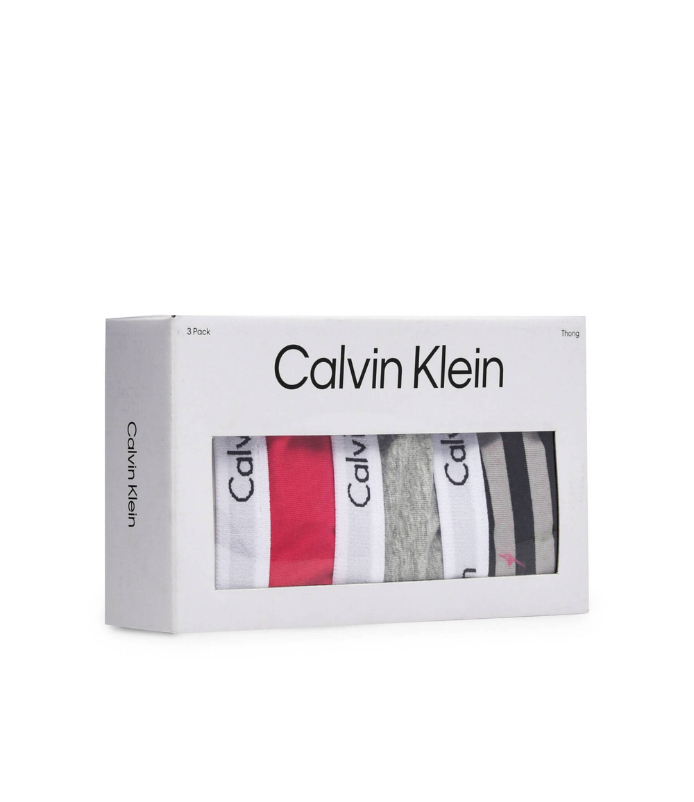 стринги 3 пары Calvin Klein Underwear - розовый(000QD3587E)