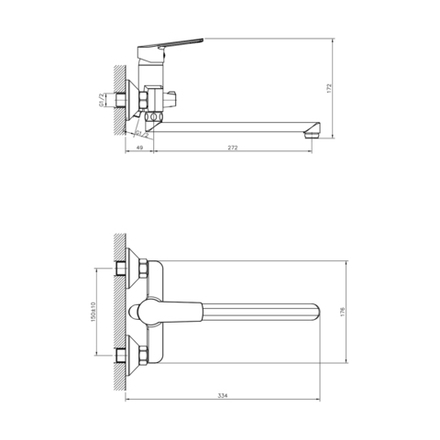 Смеситель для ванны Decoroom DR22043, однорычажный, хром