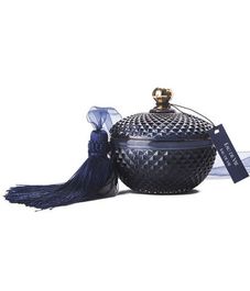 Вода жизни, круглая тёмно-синяя свеча Арт-деко с кисточкой, Cote Noire