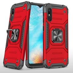 Противоударный чехол для Xiaomi Redmi 9A красный с пластиной для магнитного автодержателя и кольцом подставкой / чехол с держателем на палец для Сяоми Редми 9А