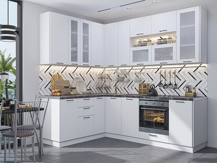 Угловая модульная кухня Флэт Плюс-02 White In 2S - Белый 2340*1700/2400*600